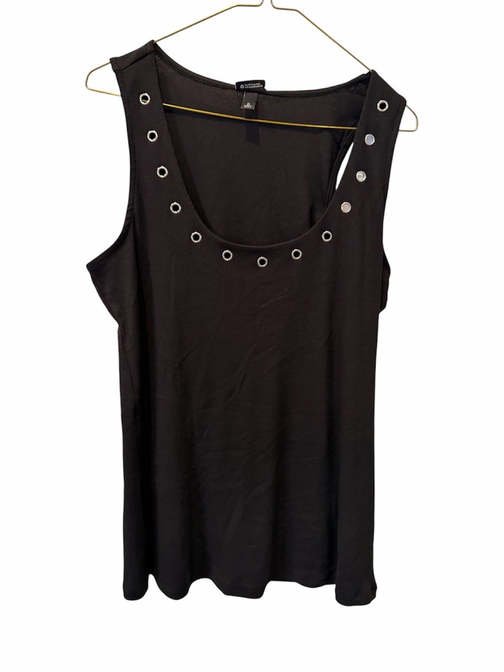 Black Grommet-Trim Sleeveless Top